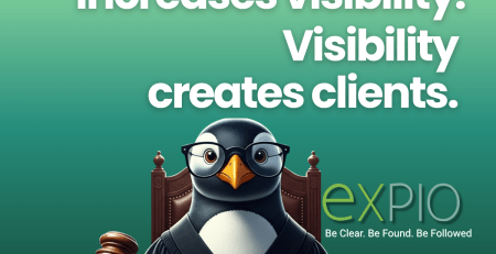 A cartoon penguin dressed as a judge, sitting behind a judge's bench with a gavel.